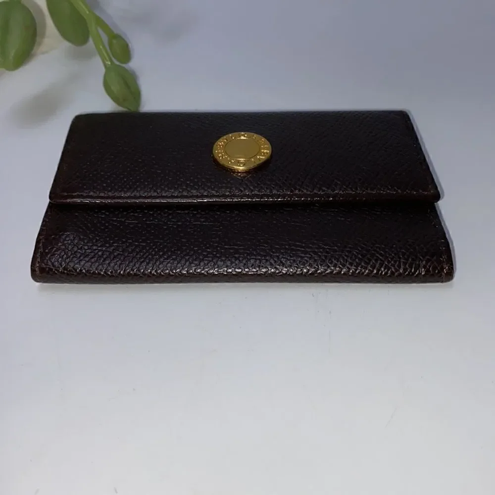BVLGARI Leather Key Wallet Brown